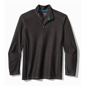 Tommy Bahama | Palm Coast IslandZone Supima Cotton Half-Zip Pullover‎ Jet Black